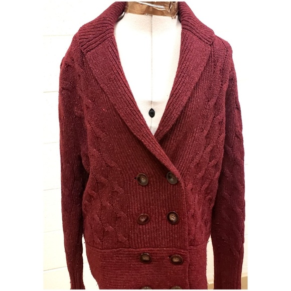 VTG Eddie Bauer Double Breasted Cable Cardigan - Picture 5 of 7